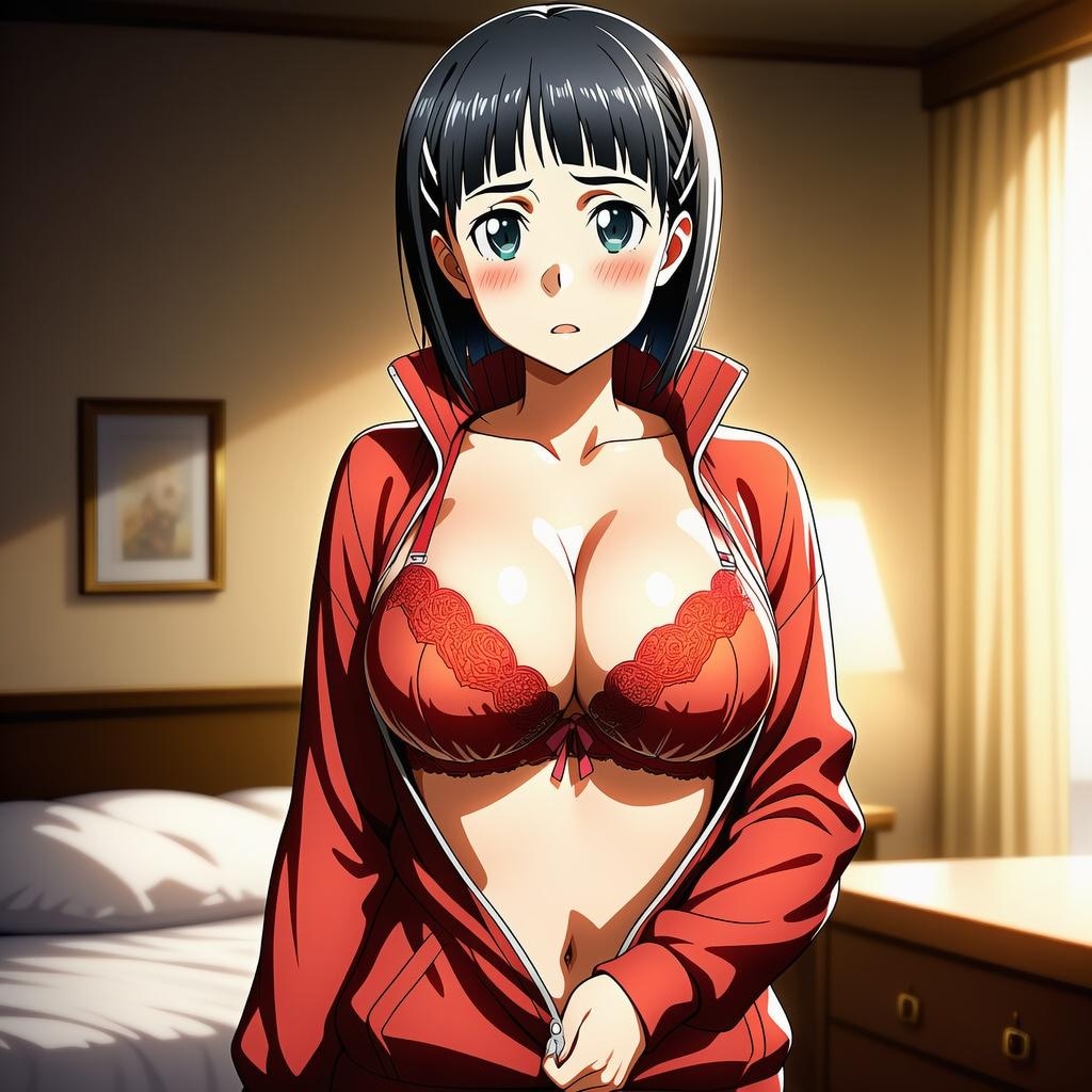 桐ヶ谷直葉_赤下着_SFW