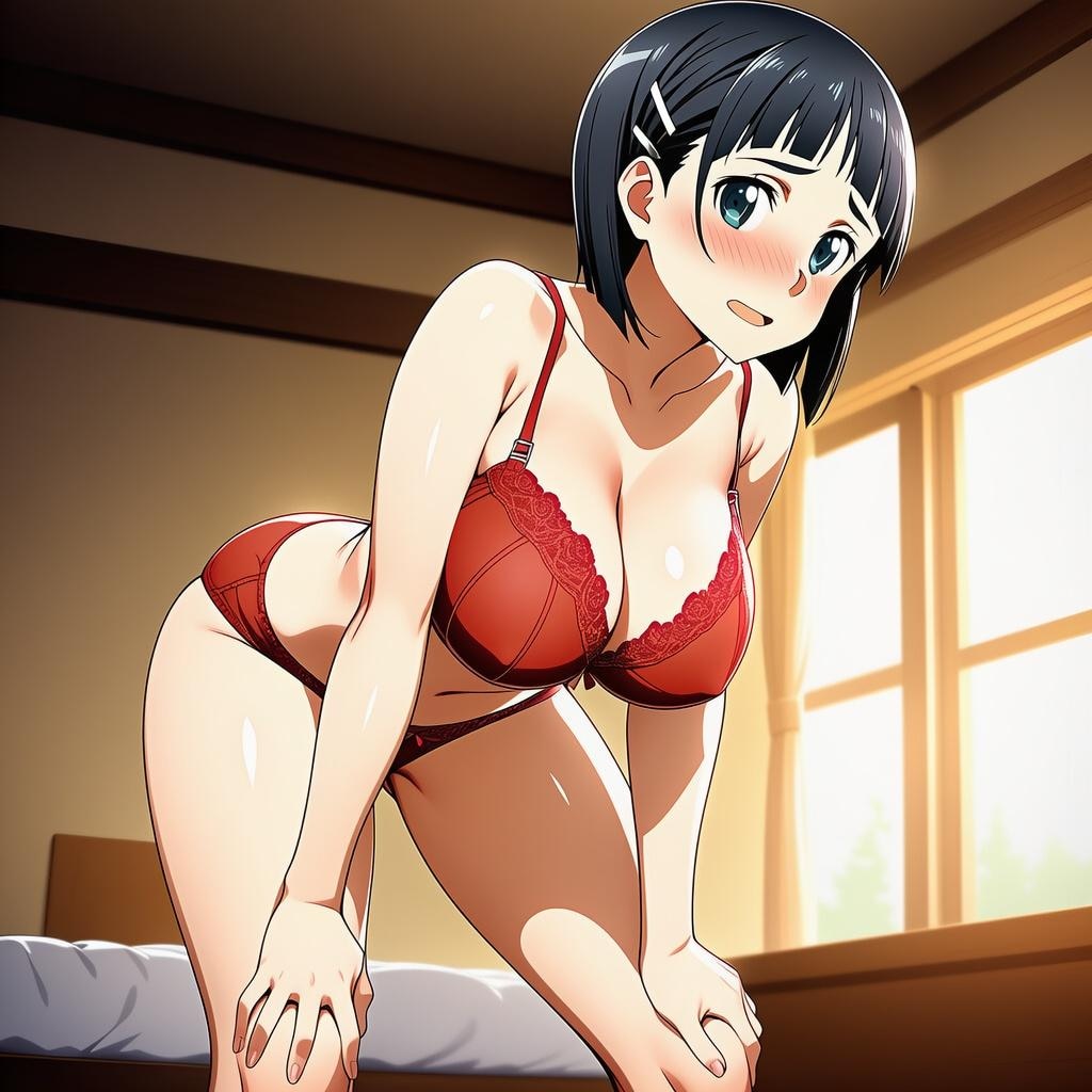 桐ヶ谷直葉_赤下着_SFW
