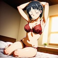 桐ヶ谷直葉_赤下着_SFW 3枚目