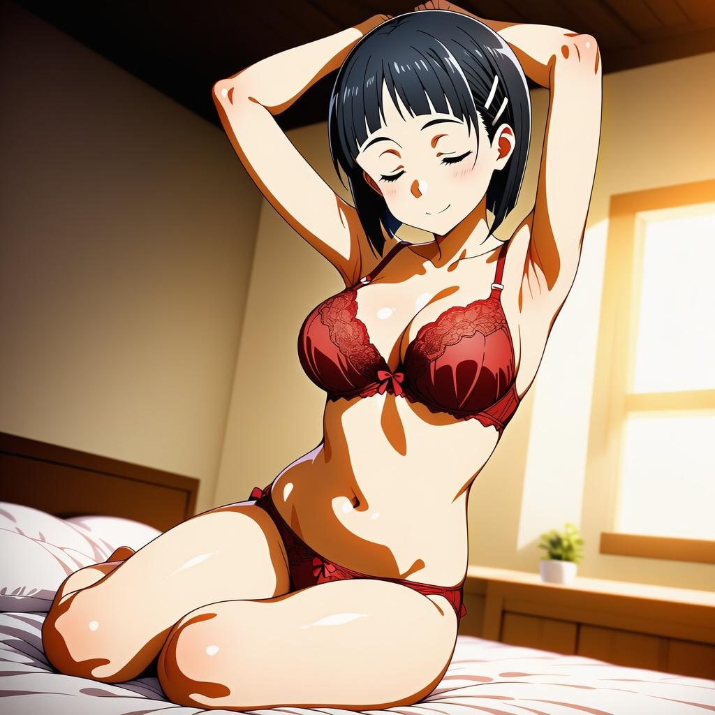 桐ヶ谷直葉_赤下着_SFW