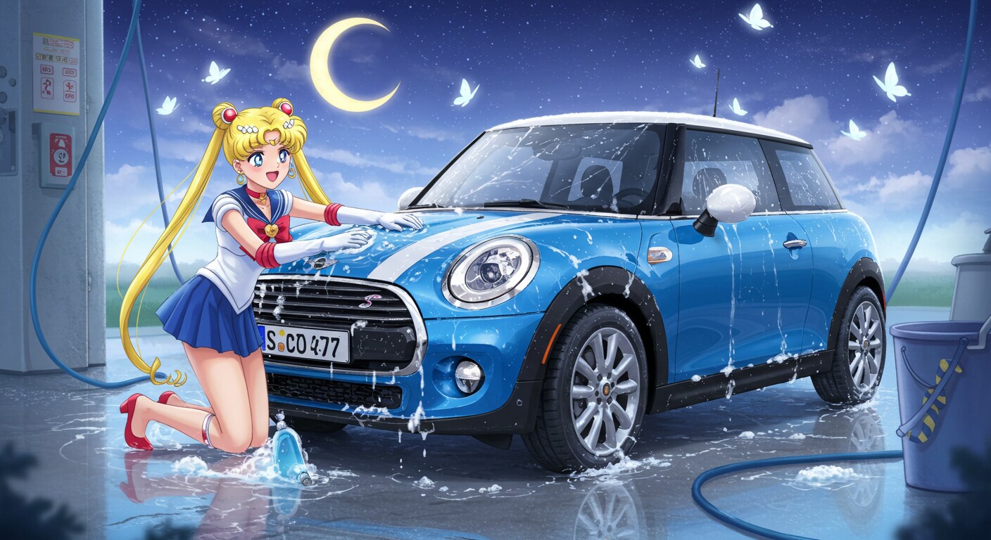 セーラームーンがミニクーパーを洗う | の人気AIイラスト・グラビア