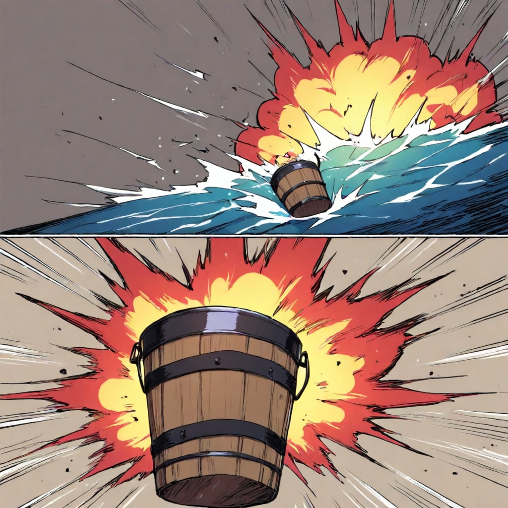 バケツ大爆発　また失敗