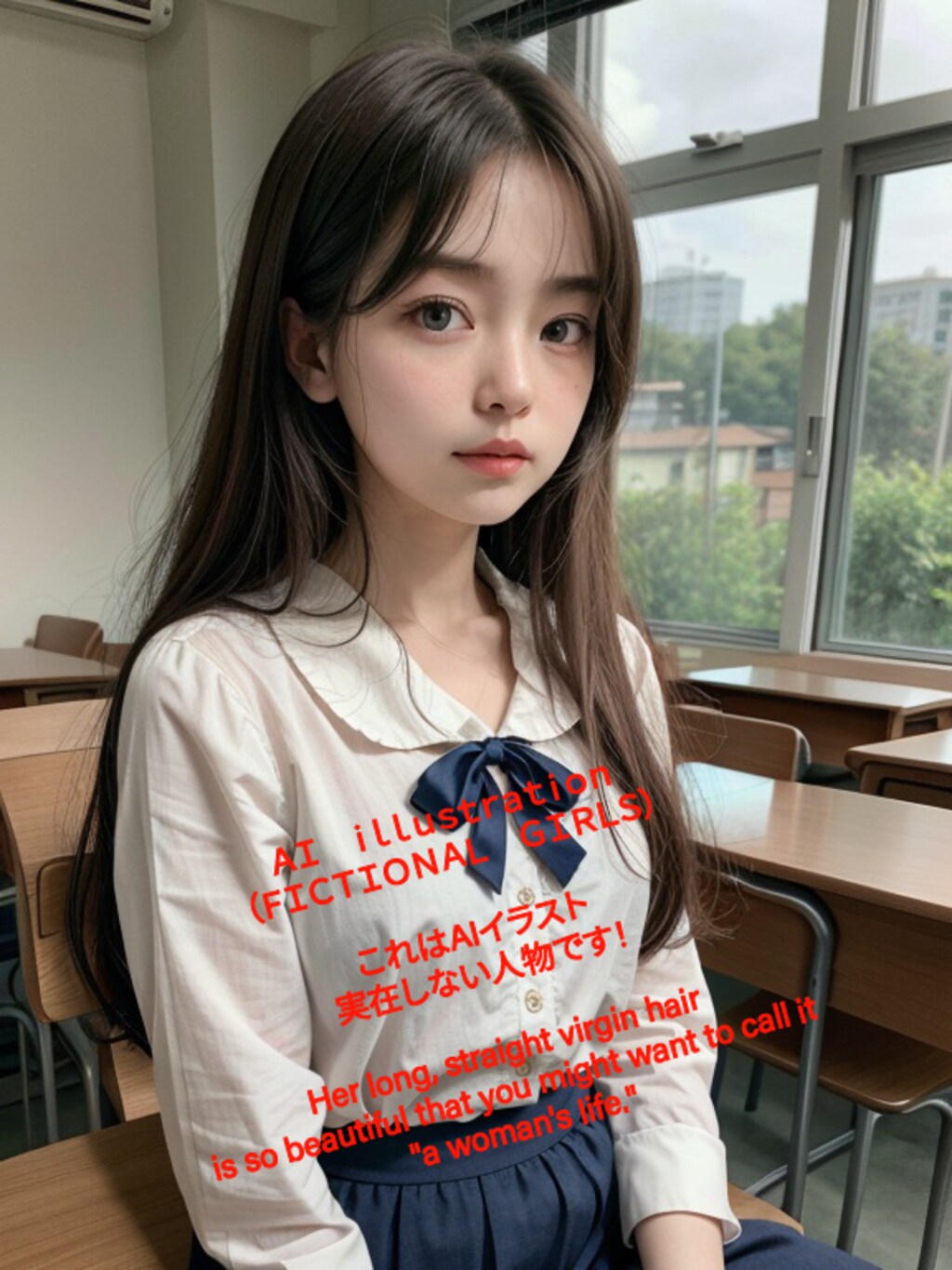 ストレートロングのバージンヘア美少女