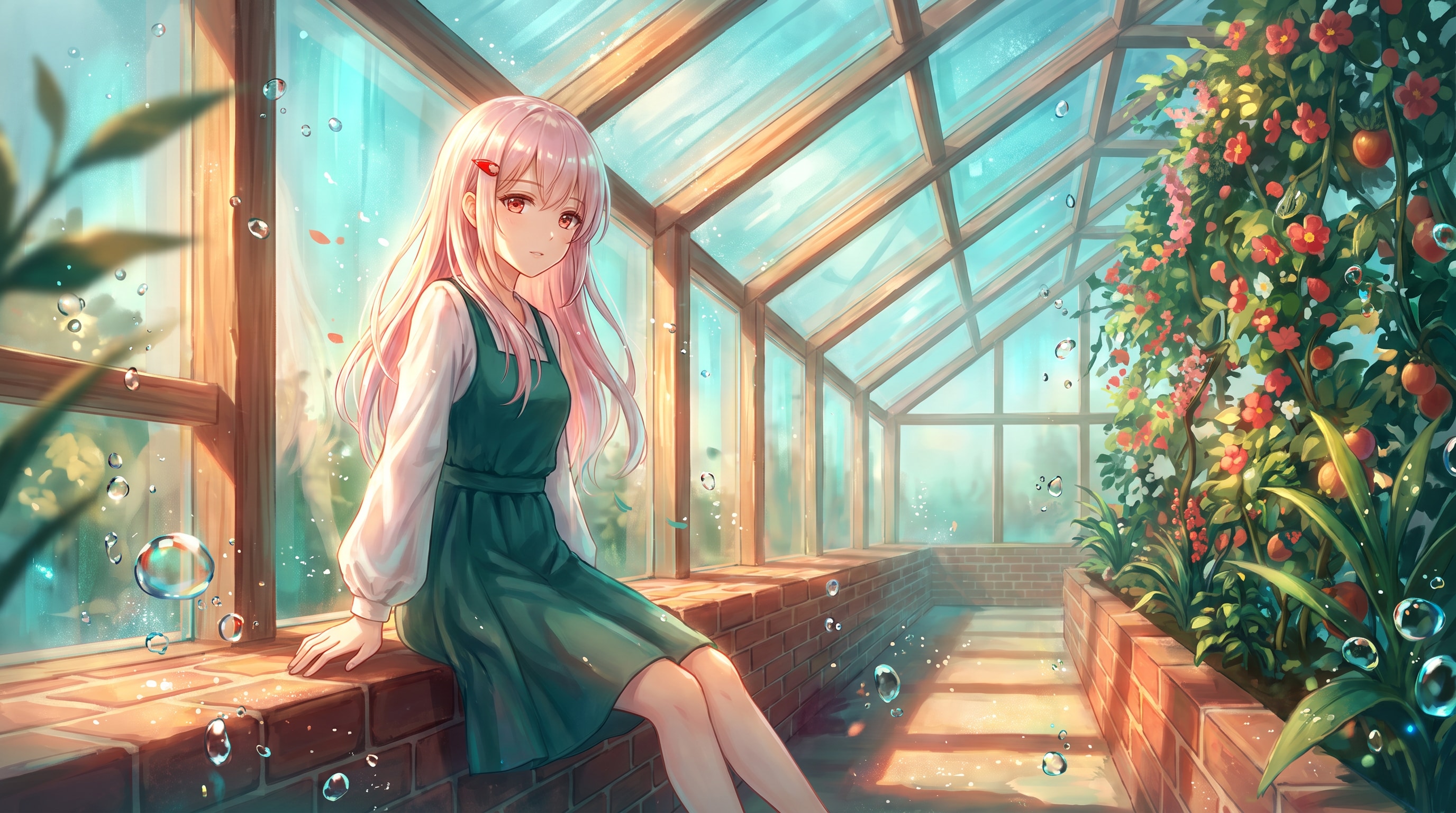 玻璃温室花影憩 | の人気AIイラスト・グラビア