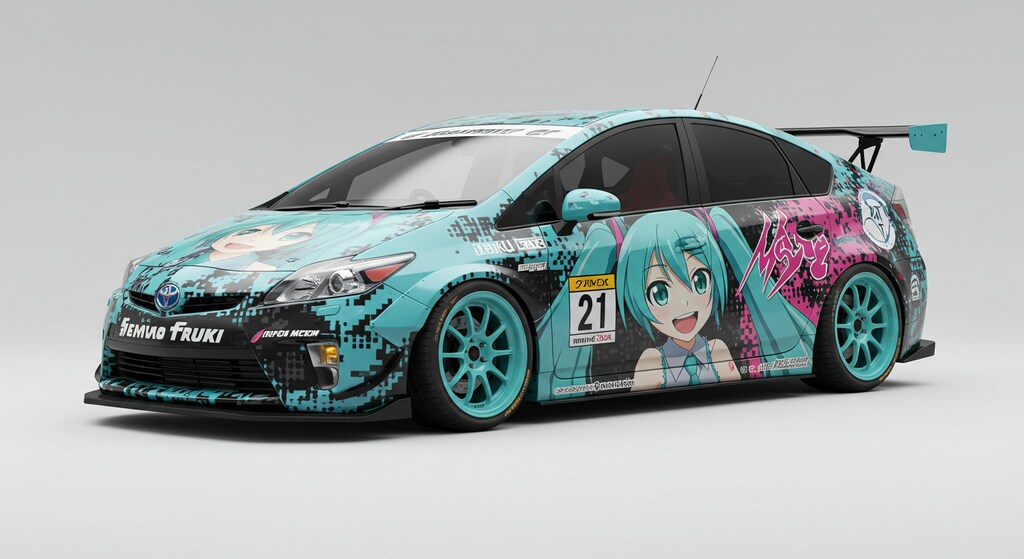 初音ミク痛車プリウスレーシングカー