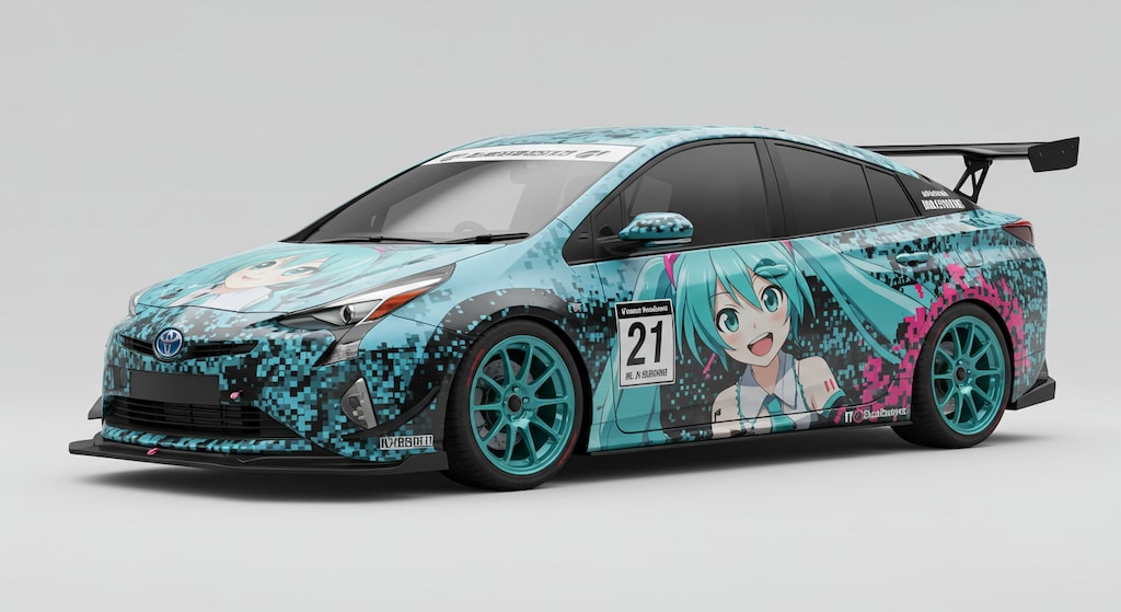 初音ミク痛車プリウスレーシングカー
