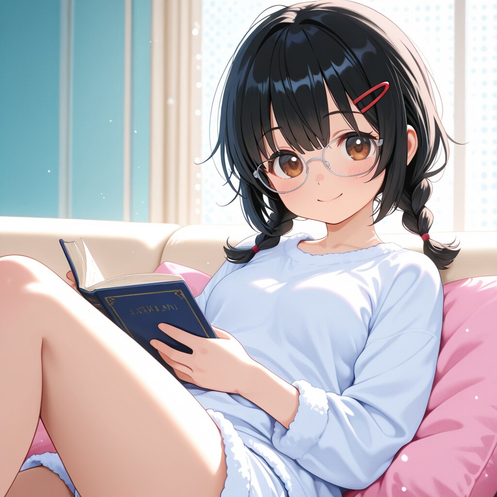 眼鏡三つ編み少女5 | の人気AIイラスト・グラビア