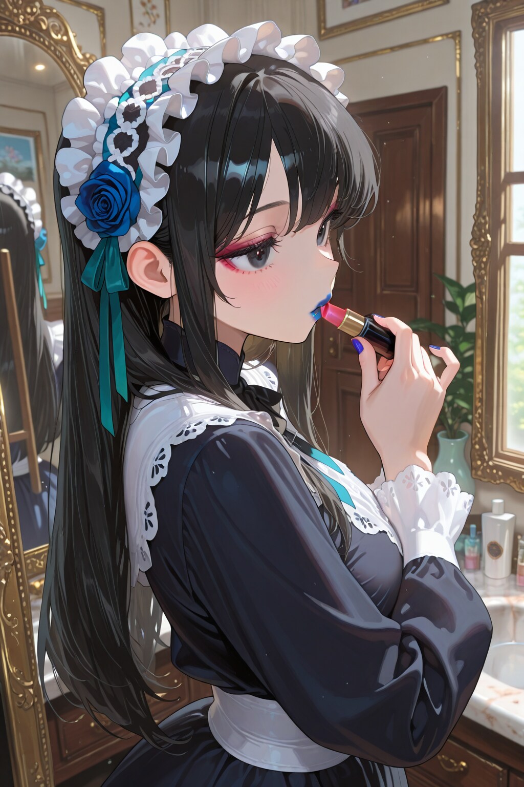 お化粧中