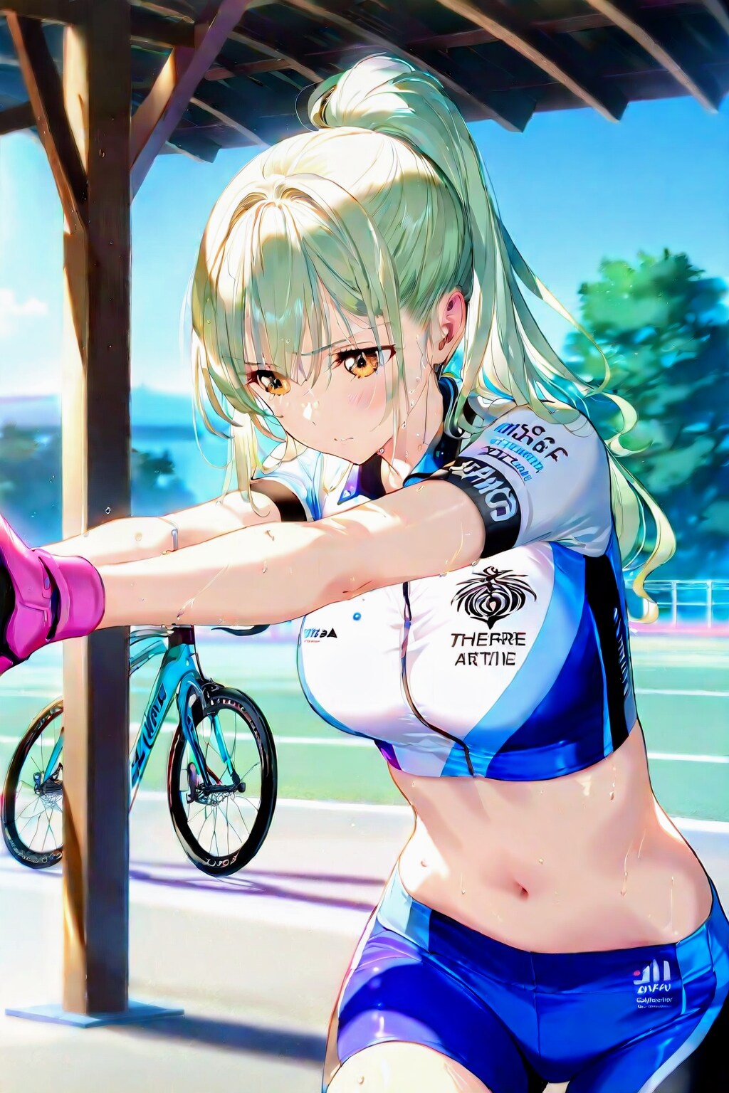 ロードバイクに乗る前に、ストレッチお姉やん