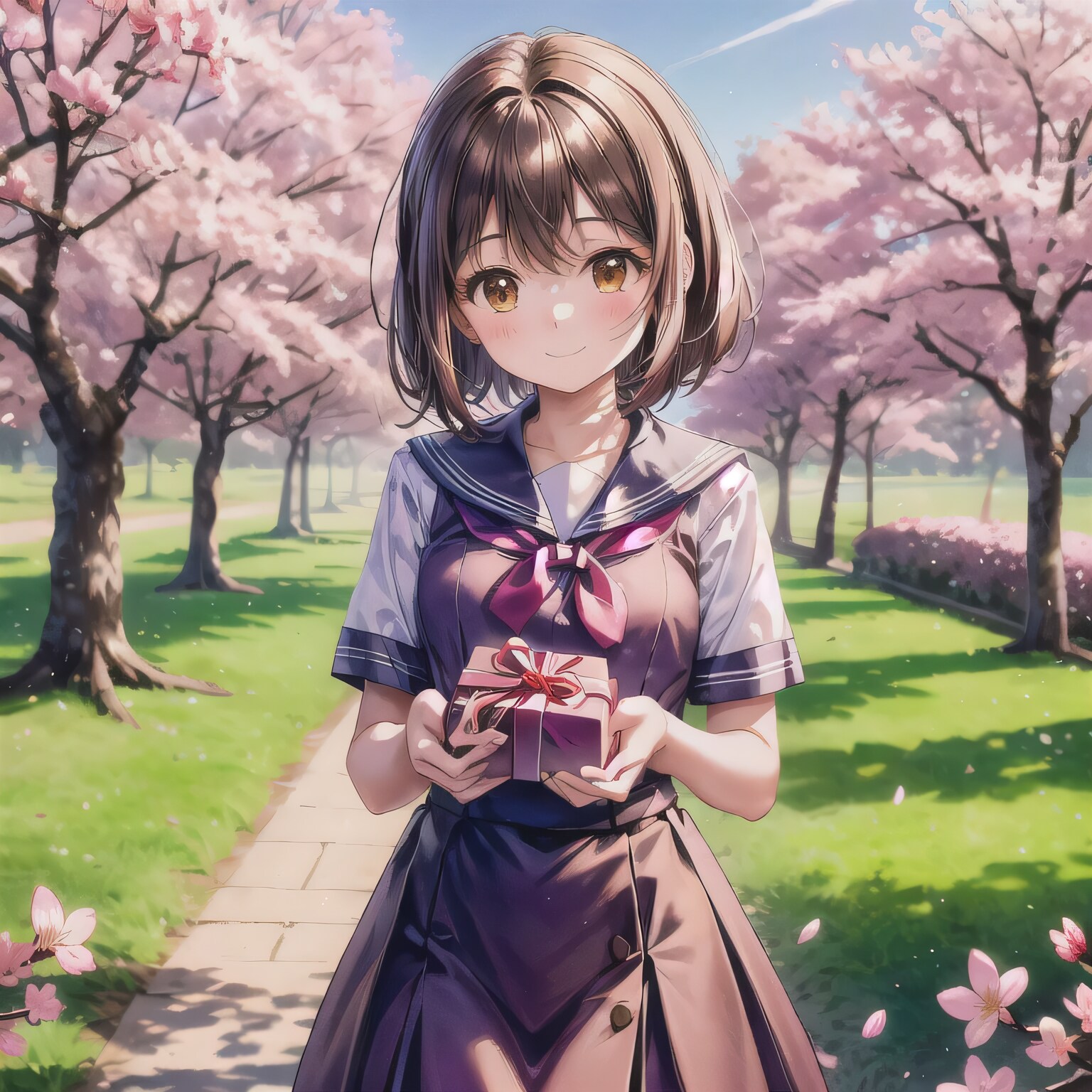 茶髪ボブでセーラー服の少女７ | の人気AIイラスト・グラビア