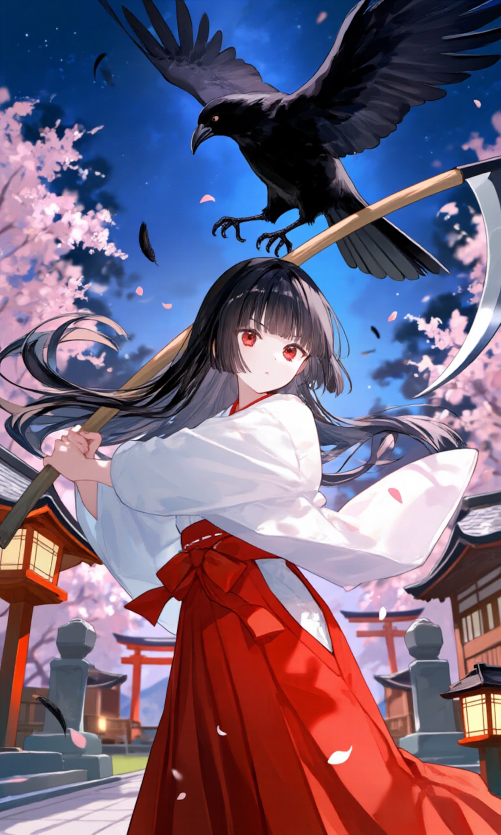 大鎌女子と八咫烏