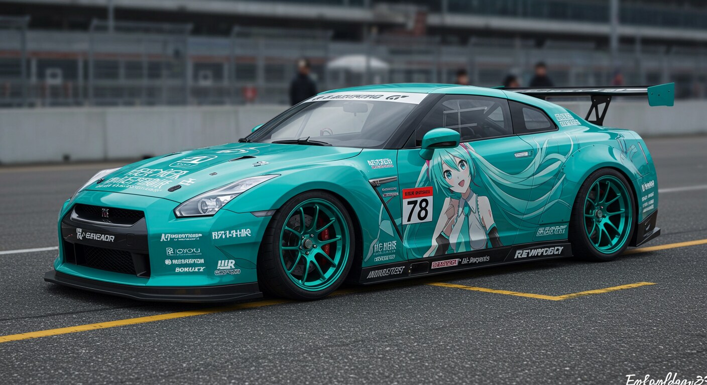 R35GT-R初音ミク痛車レーシングカー | の人気AIイラスト・グラビア