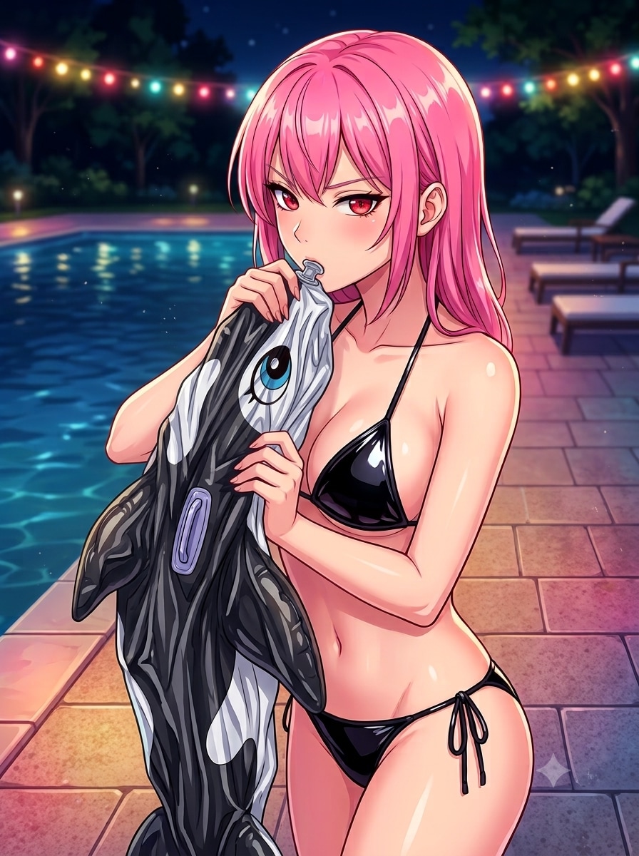 シャチフロートを口で吸ってみる