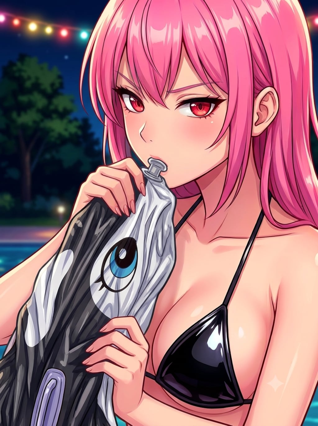 シャチフロートを口で吸ってみる