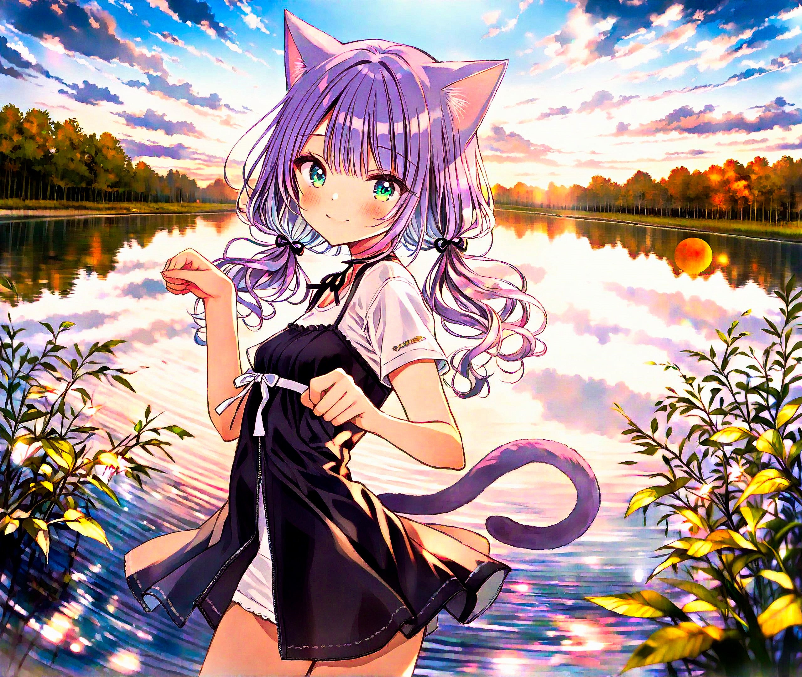 夕暮れの河畔にて | の人気AIイラスト・グラビア