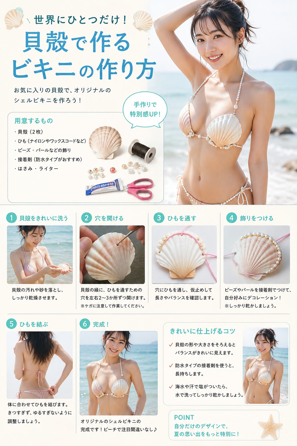 貝殻で作るビキニの作り方