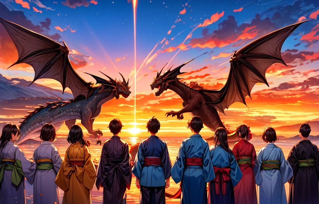 辰が街にやってきて、大変だ～！！(7枚)