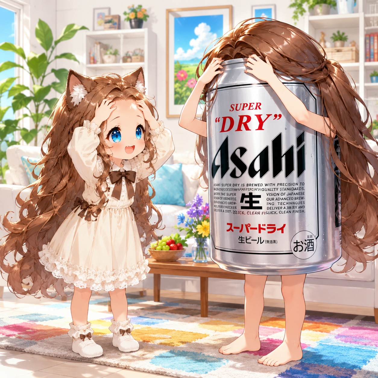 おでこを見せ合う小さな女の子 | の人気AIイラスト・グラビア