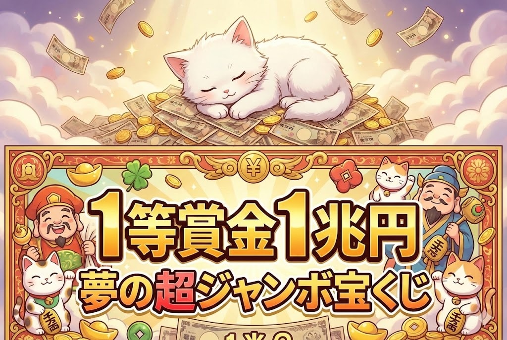 宝くじ当選を夢見る猫