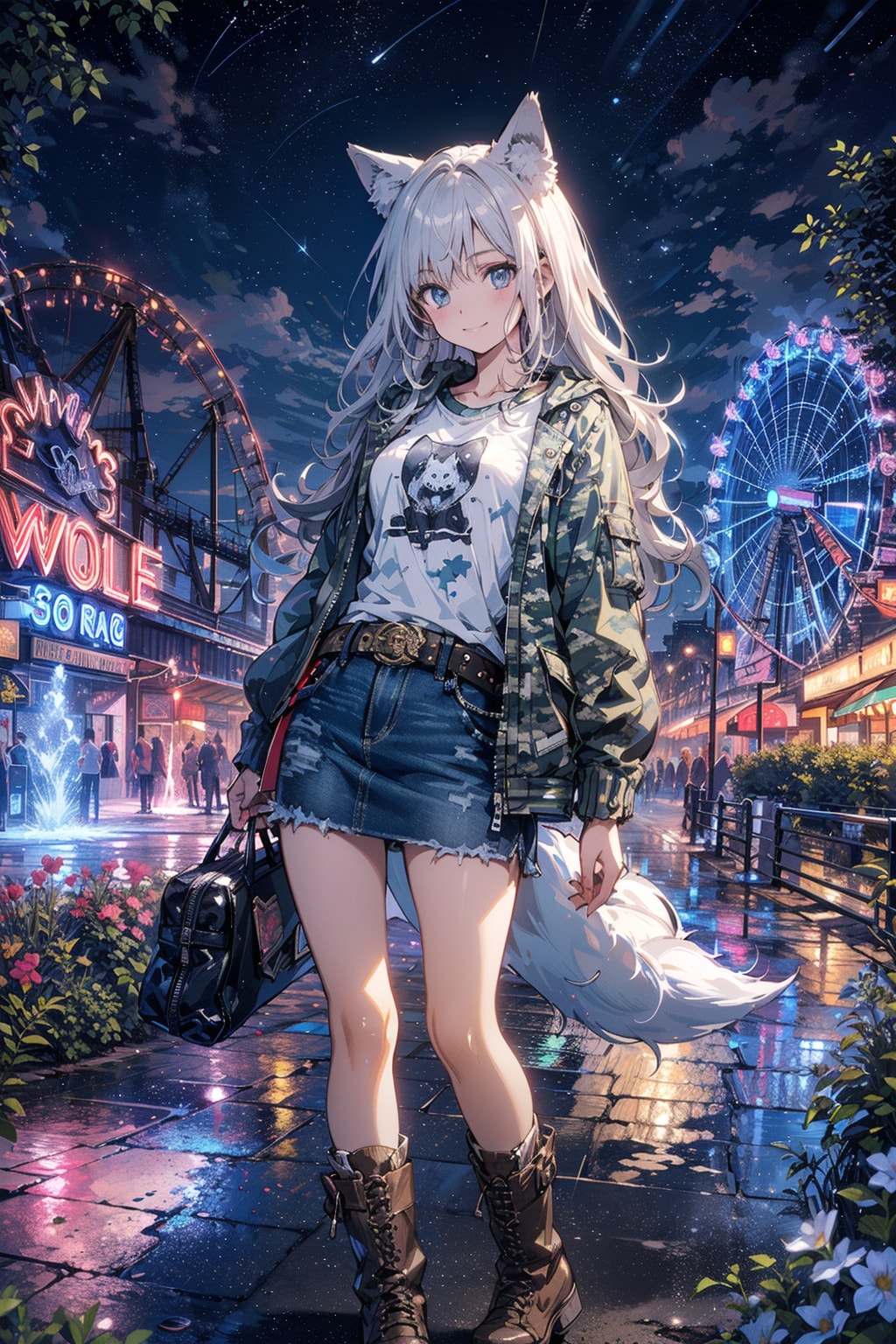 夜のテーマパークで🎡🎠🏰🐺✨