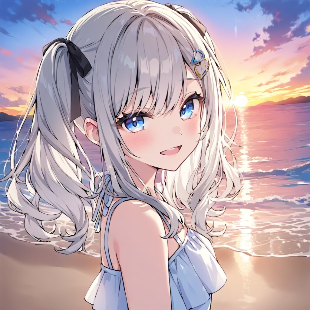 夕焼けしている浜辺