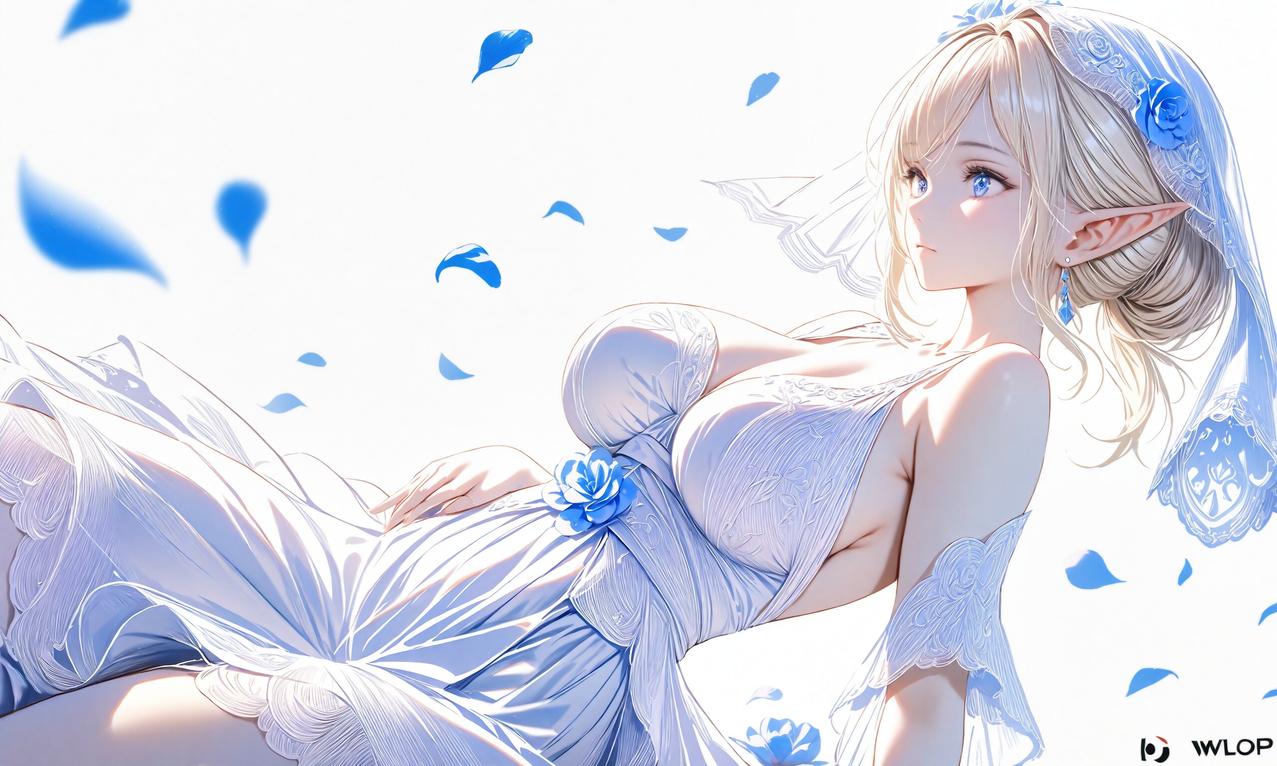 花の白ドレスXL