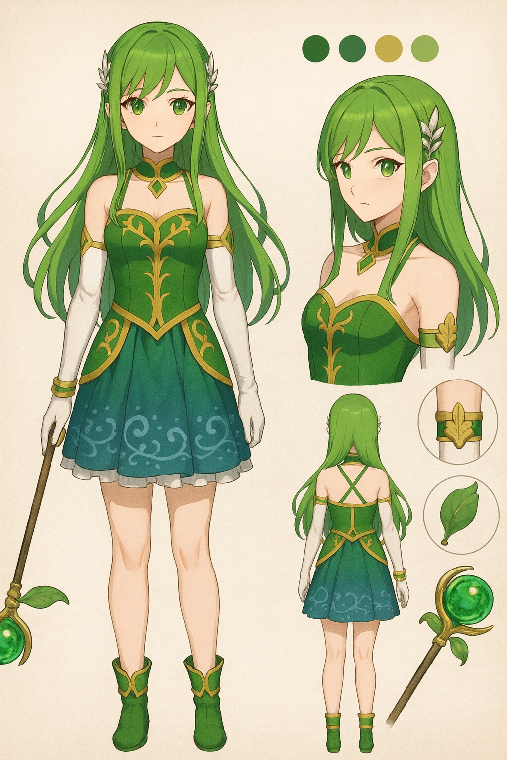 緑と草木の魔法少女の設定資料風