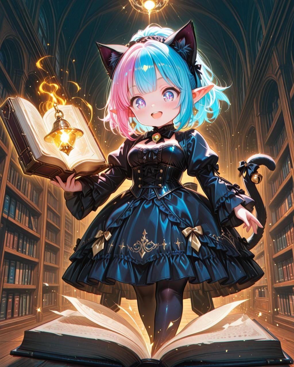 12枚）黒猫と図書館