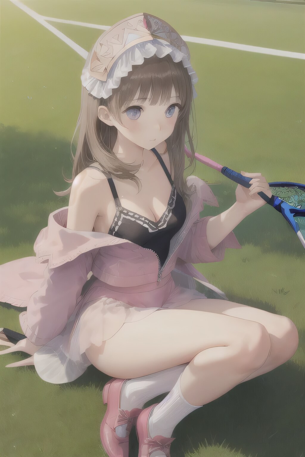 茶髪ロングでテニスウェアの少女２ | の人気AIイラスト・グラビア