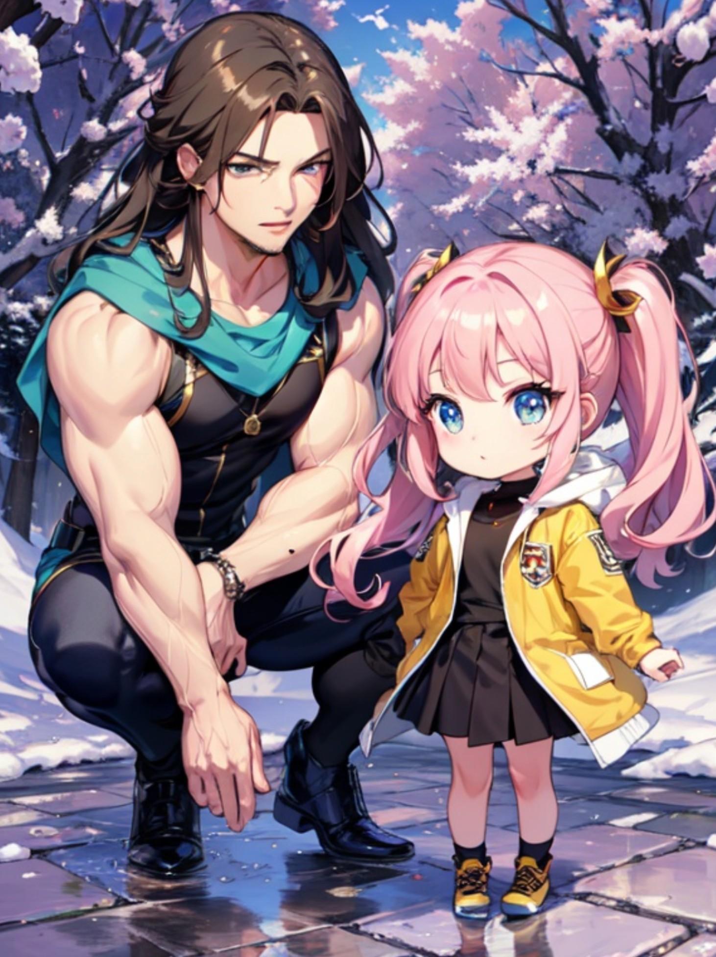 長髪男子と女の子