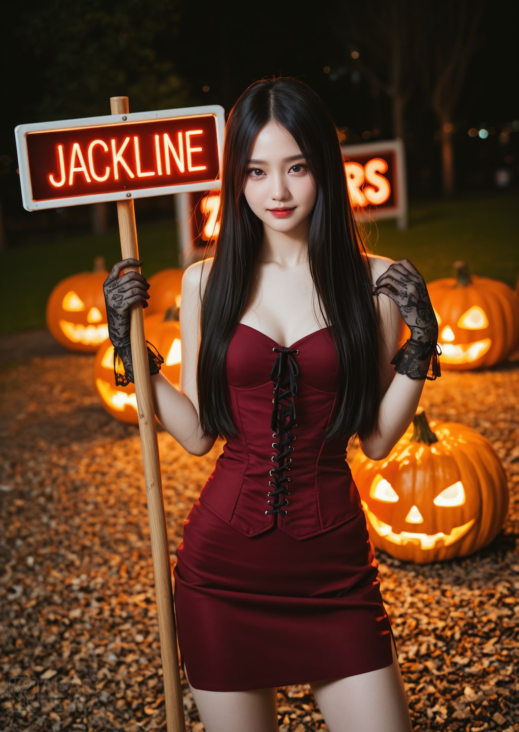 しずか 公園 ハロウィン 赤ドレス