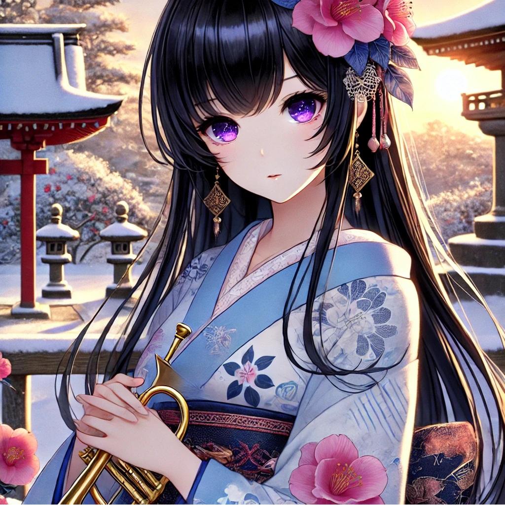 黒髪ロングで着物の少女２ | の人気AIイラスト・グラビア