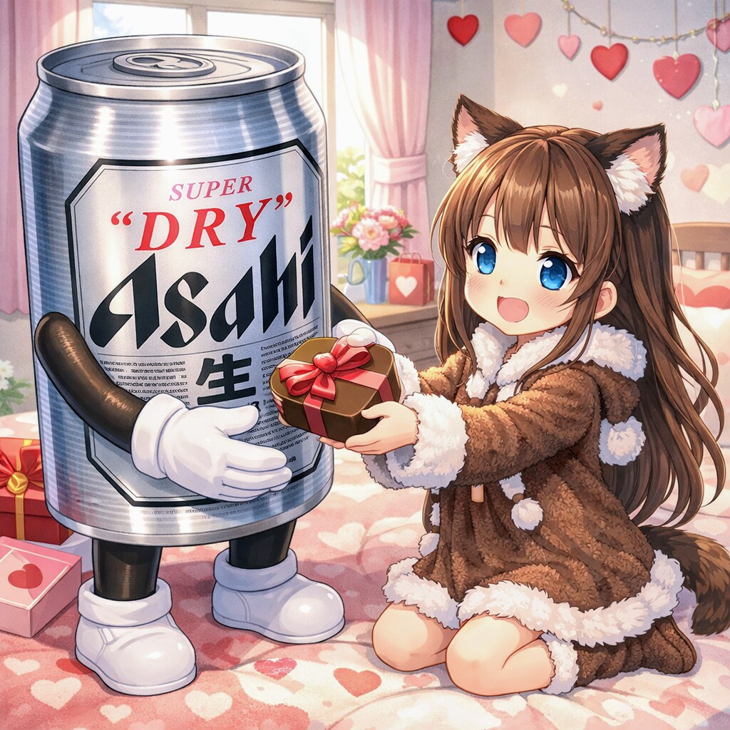 親しい人にチョコを渡す小さな女の子