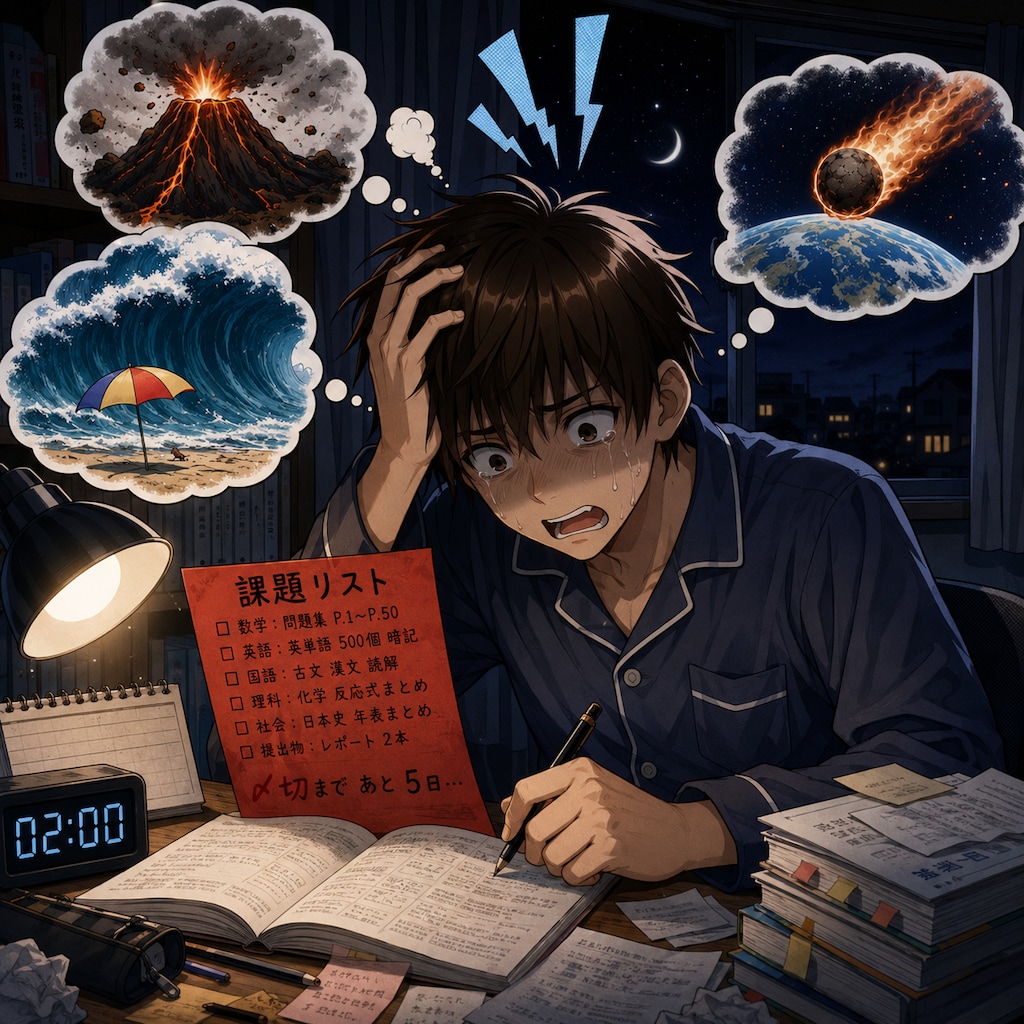 ヤバい提出物を夜中に見つけた時は大体こんなん。