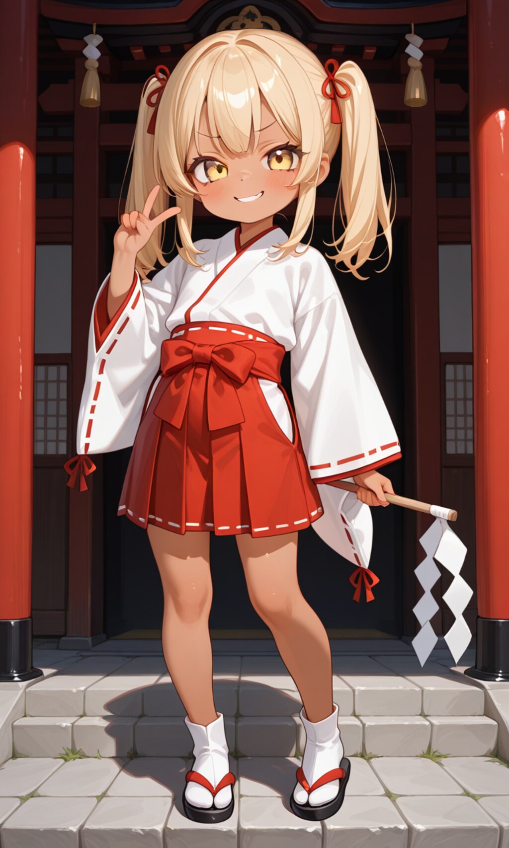 褐色ロリギャル巫女