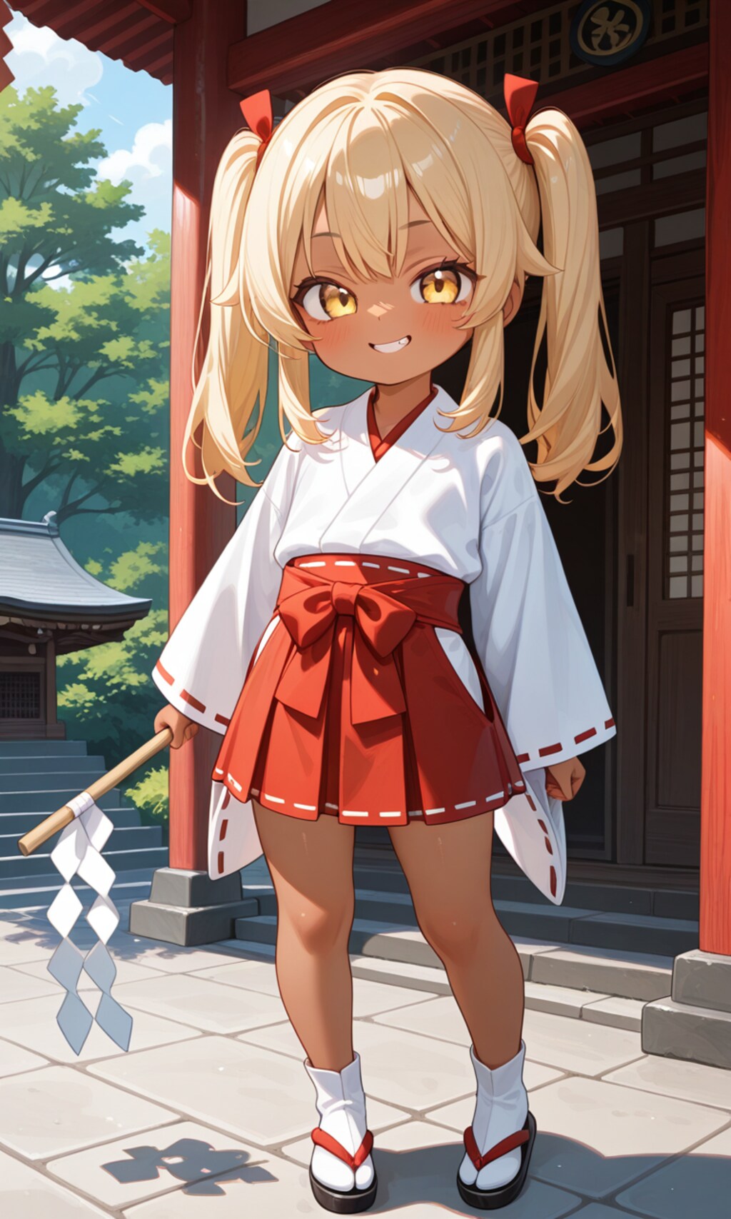 褐色ロリギャル巫女