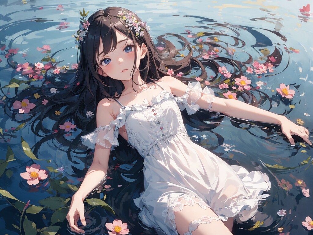 水に浮く花