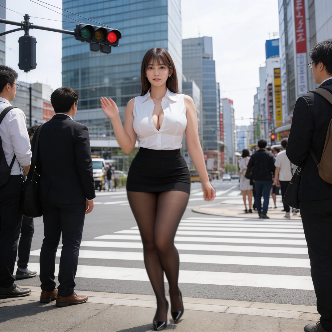 街で目立つOLさん（AI動画は別サイトで）
