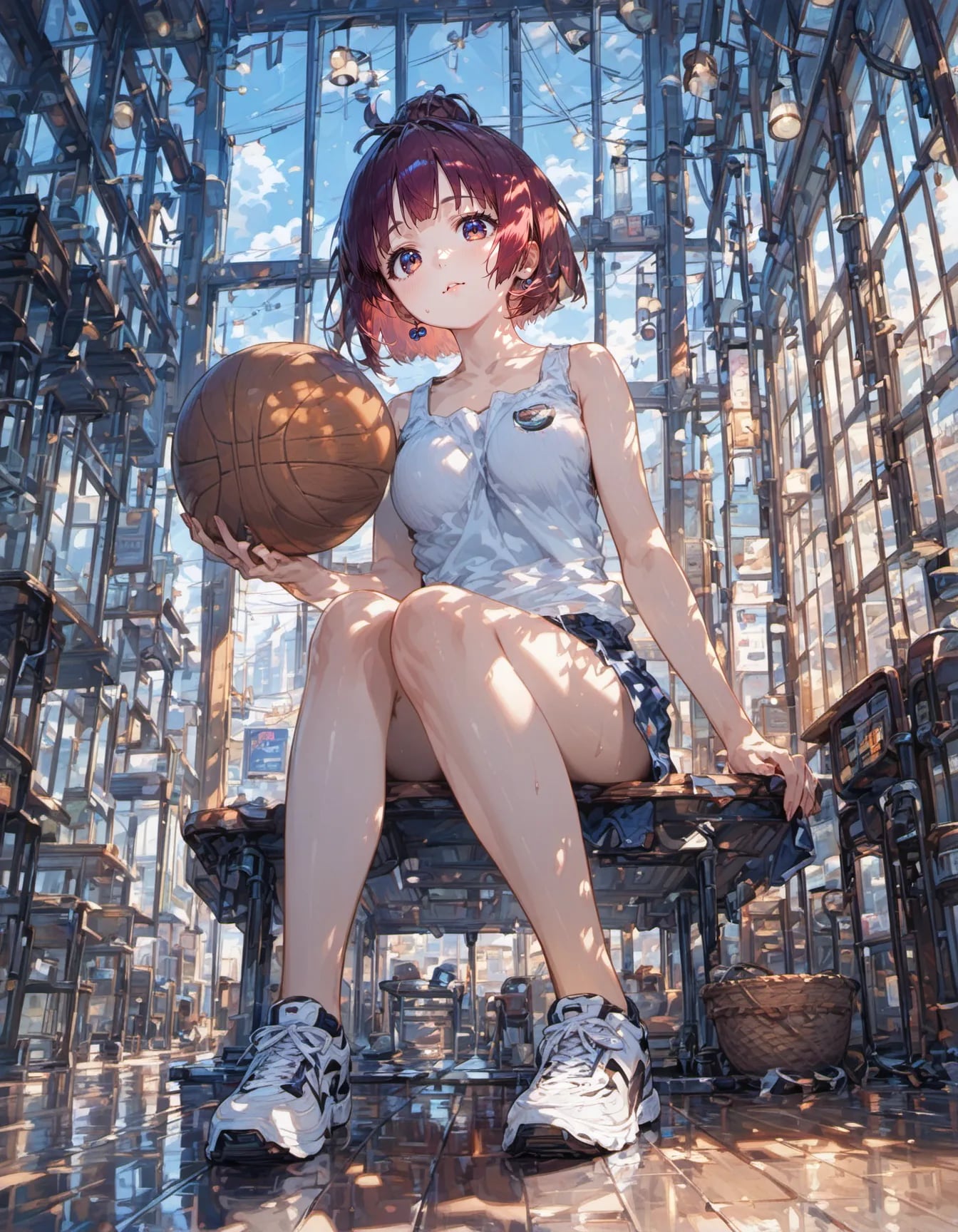 Hoop Dreams in the Sunlit Atrium | の人気AIイラスト・グラビア