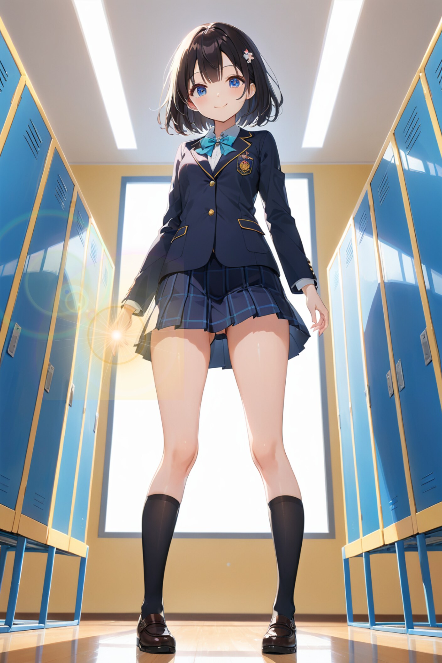 ブレザー制服とショートボブ女子高生