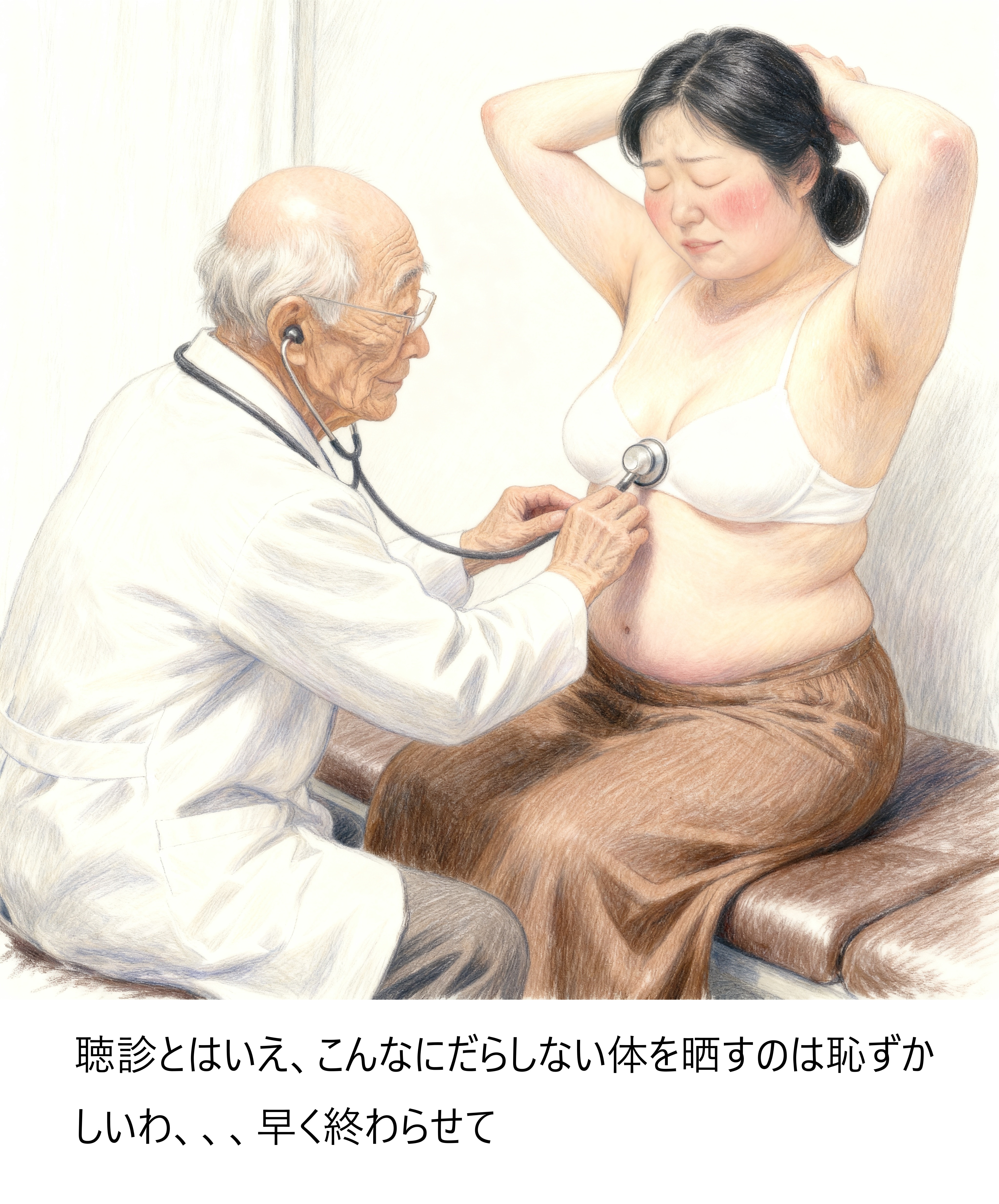 乳房の診察を受ける２児の母（分岐）