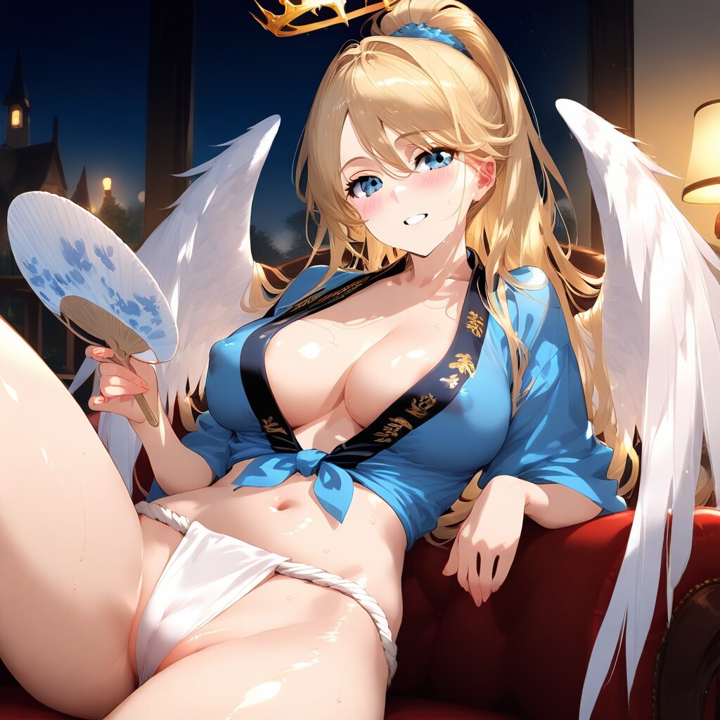 お祭りルックで休憩中