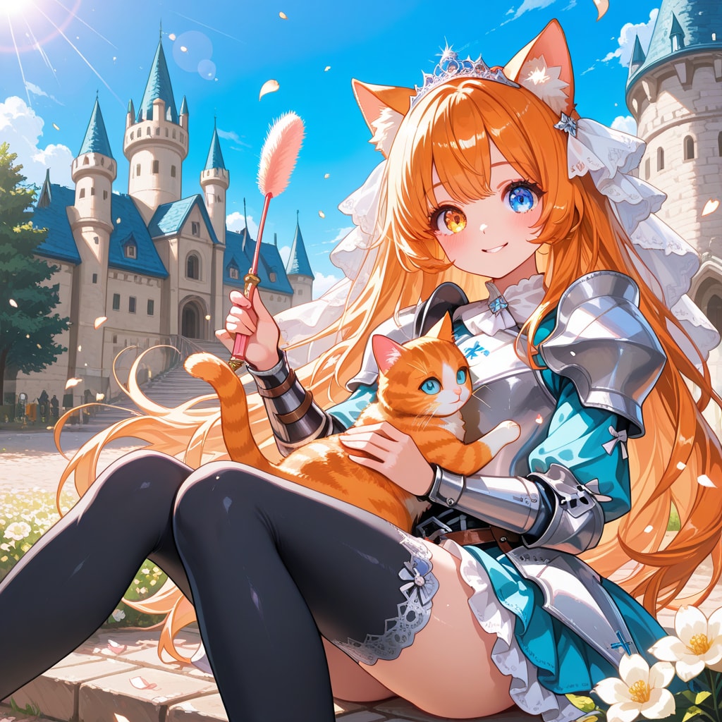 猫と戯れる姫騎士