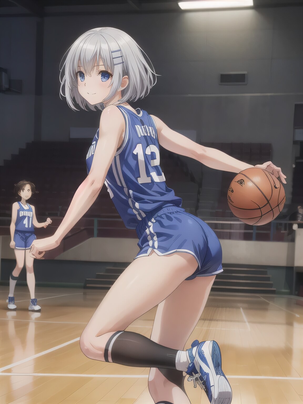 銀髪ボブでユニフォームの少女 | の人気AIイラスト・グラビア