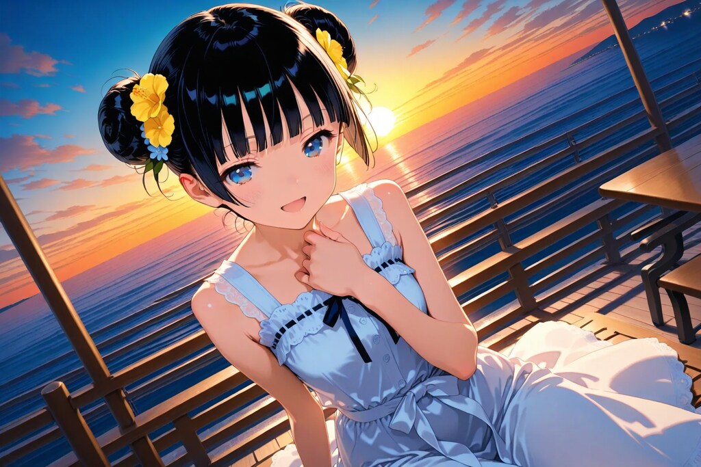 ホテルの夕焼けとおだんごちゃん🍡✨