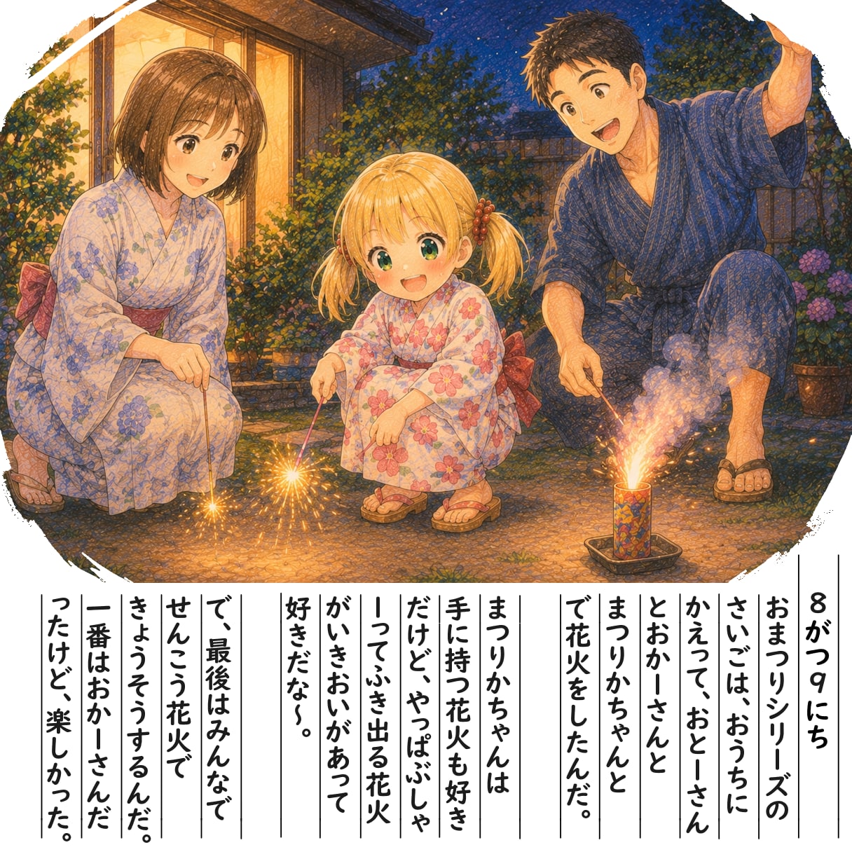 【絵日記】さいごは花火だよ♪ | の人気AIイラスト・グラビア