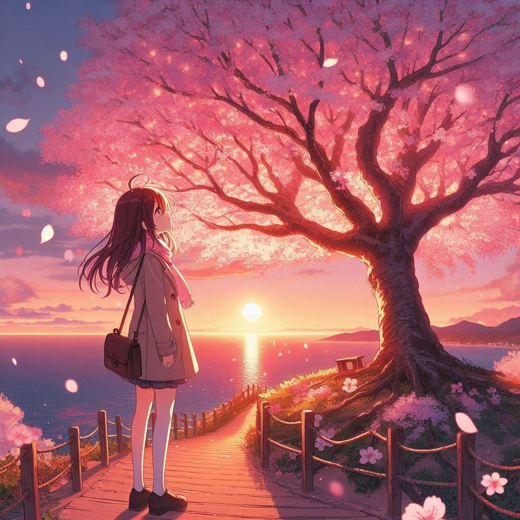 岬の一本桜