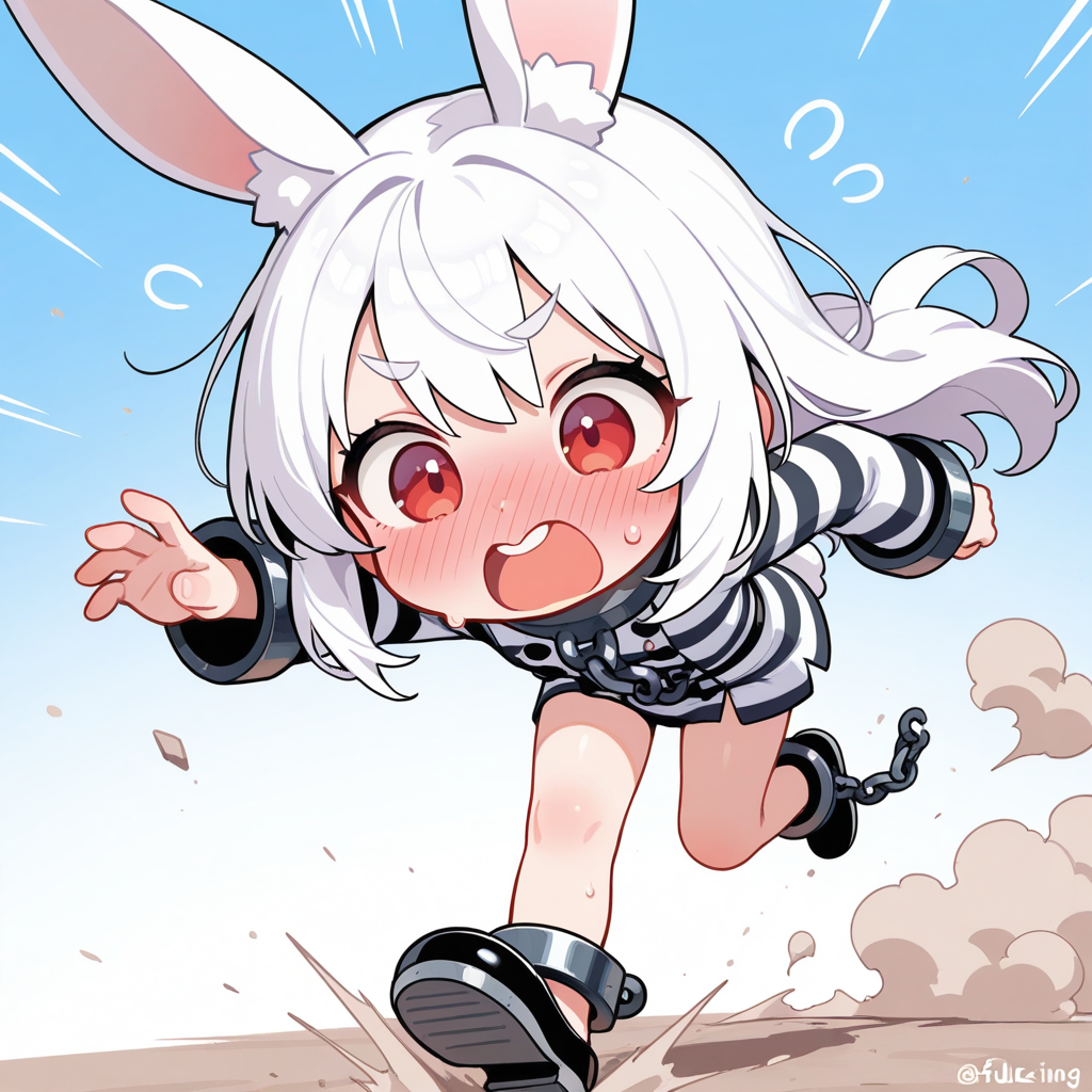 さくらちゃんに追いかけられるうさぎちゃん！！