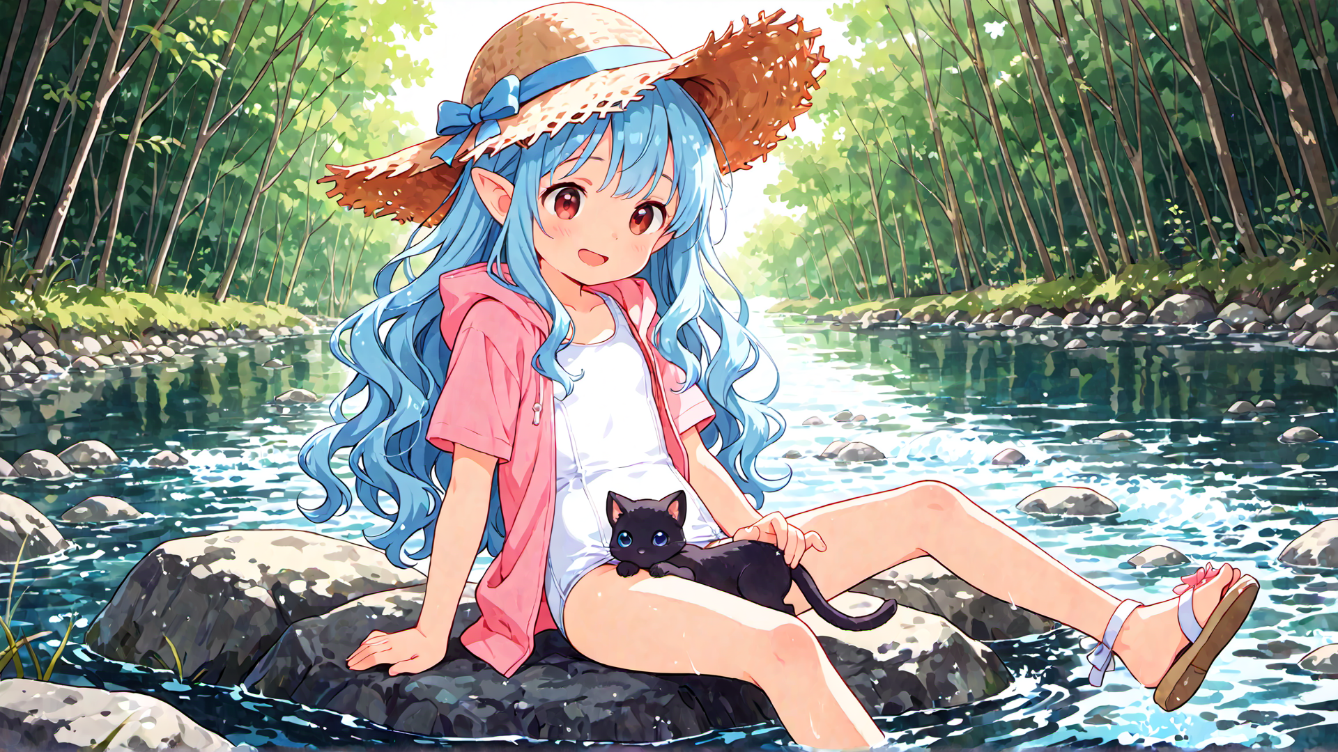 川遊び。