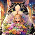 おっきい猫と女の子 6枚目